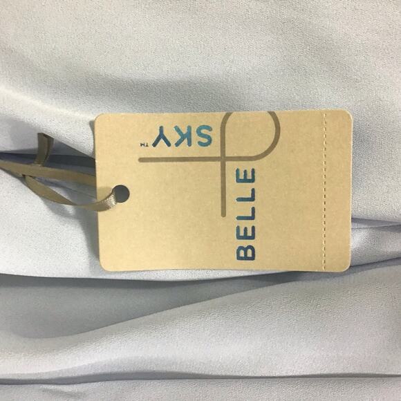 BELLE SKY Women Blouse Med NWT Blue ruffle Shirt Feminine Flowy office attire - Picture 7 of 8